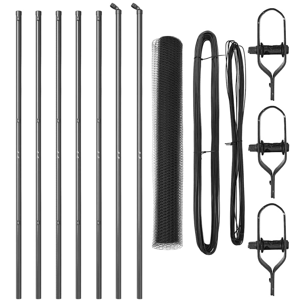 Vidaxl afrasteringspaal grijs 10 x 1,2 m (13 mm gaas) staal en pvc