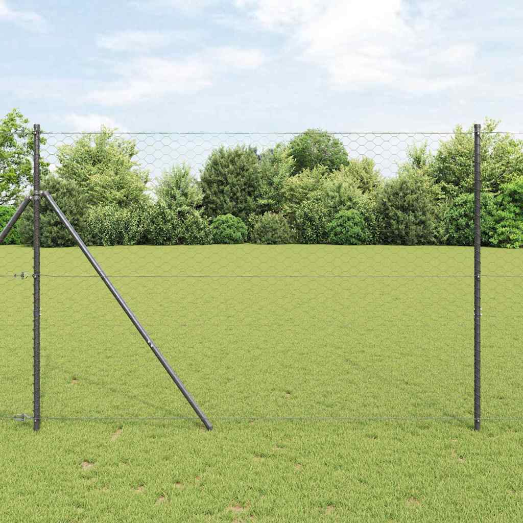 Vidaxl afrasteringspaal grijs 10 x 1,6 m (50 mm gaas) staal en pvc