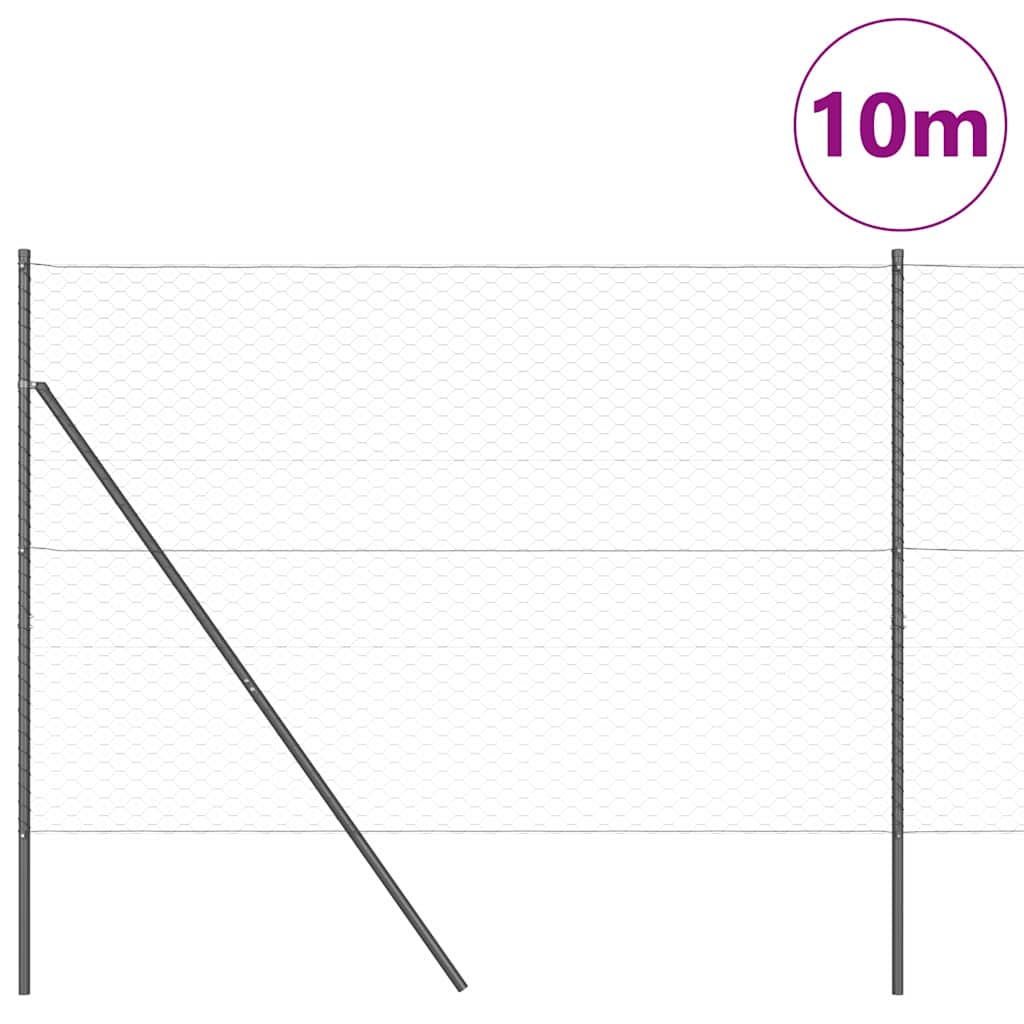 Vidaxl afrasteringspaal grijs 10 x 1,6 m (50 mm gaas) staal en pvc