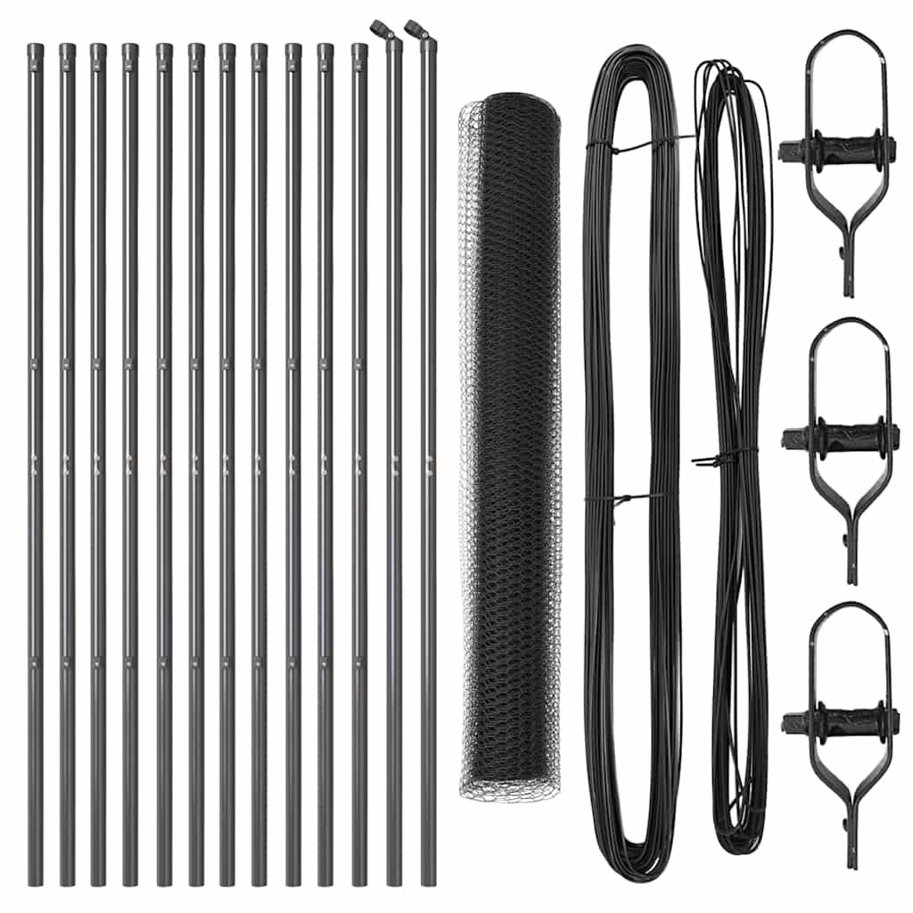 Vidaxl afrasteringspaal grijs 25 x 1,2 m (13 mm gaas) staal