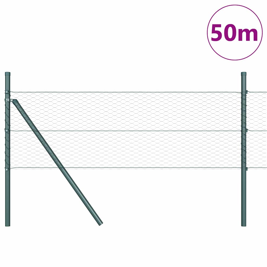 Vidaxl afrasteringspaal grijs 50 x 0,5 m (25 mm net) staal en pvc