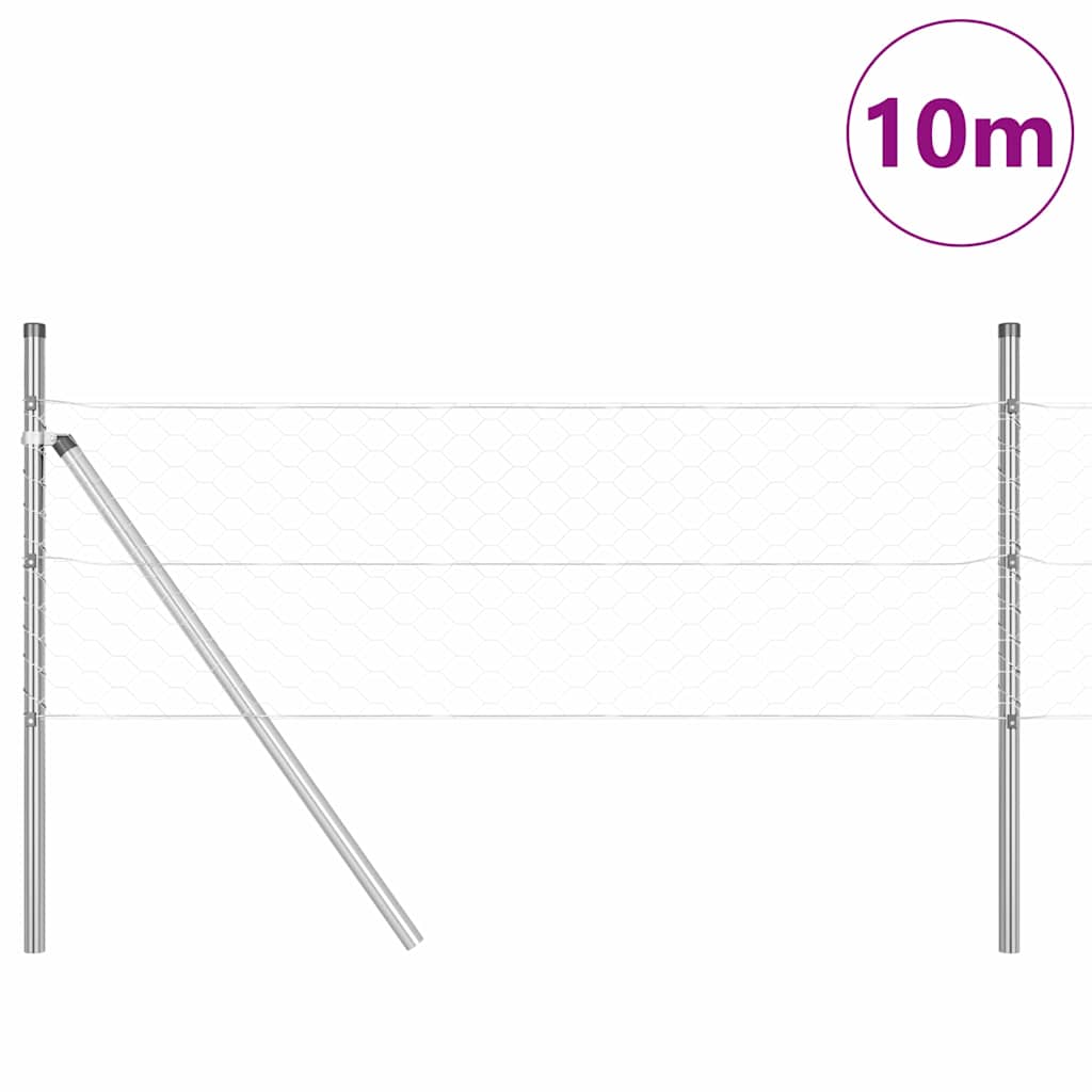 Vidaxl afrasteringspaal zilver 10 x 0,4 m (50 mm mesh) staal