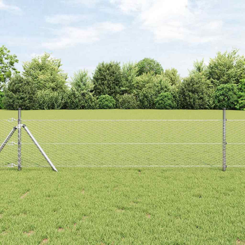 Vidaxl afrasteringspaal zilver 10 x 0,5 m (25 mm gaas) staal