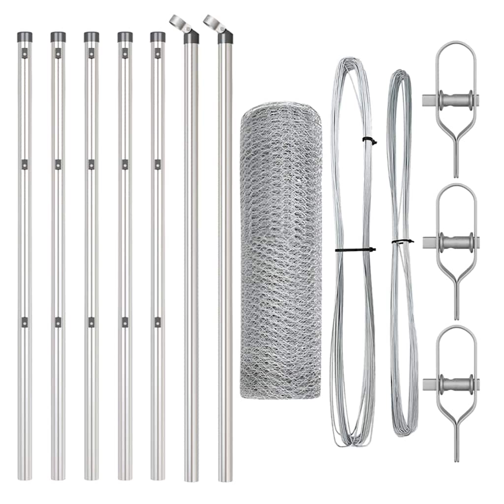 Vidaxl afrasteringspaal zilver 10 x 0,6 m (13 mm gaas) staal