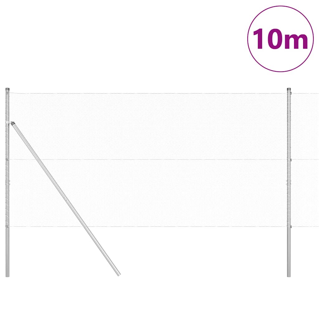Vidaxl afrasteringspaal zilver 10 x 1 m (13 mm gaas) staal