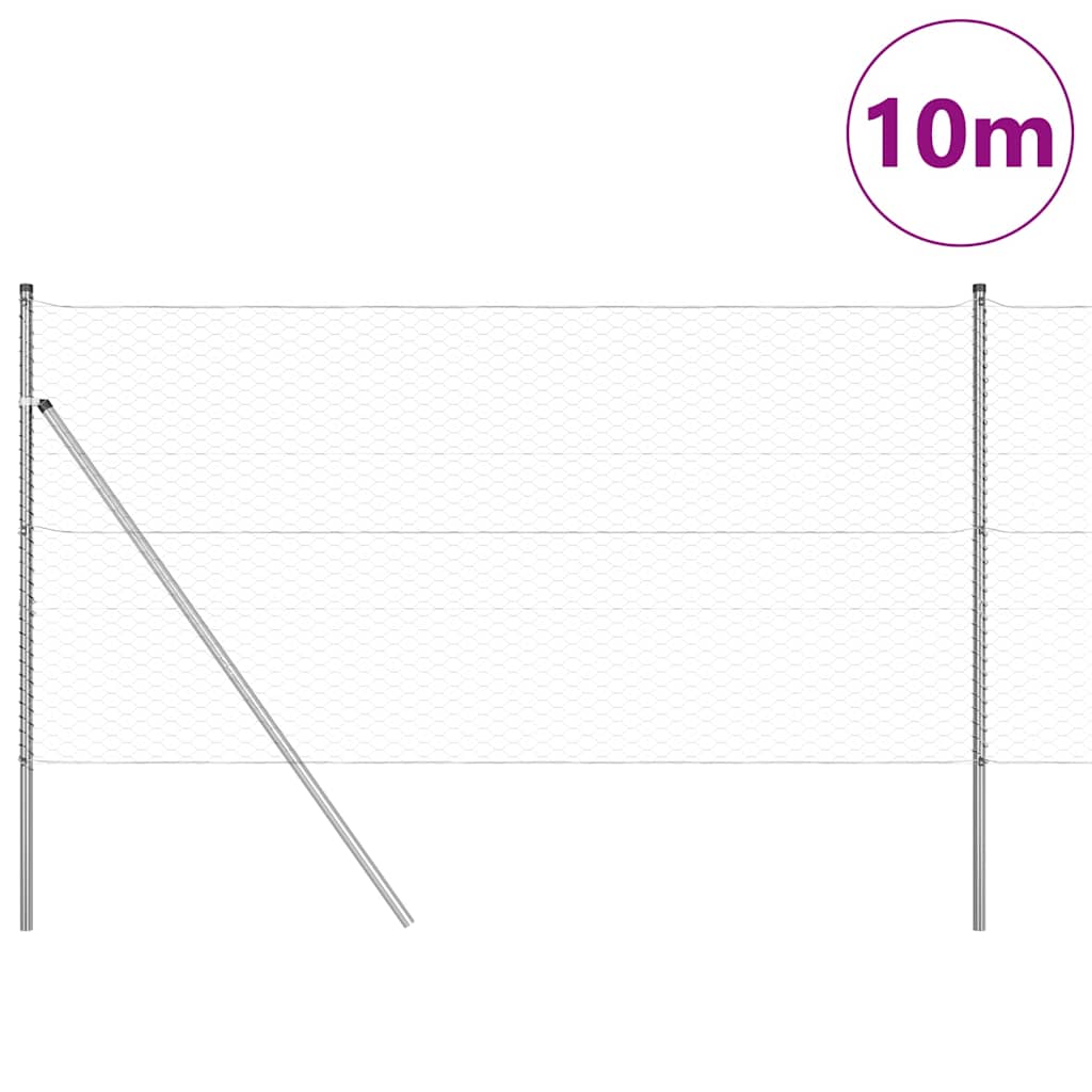 Vidaxl afrasteringspaal zilver 10 x 1 m (36 mm gaas) staal
