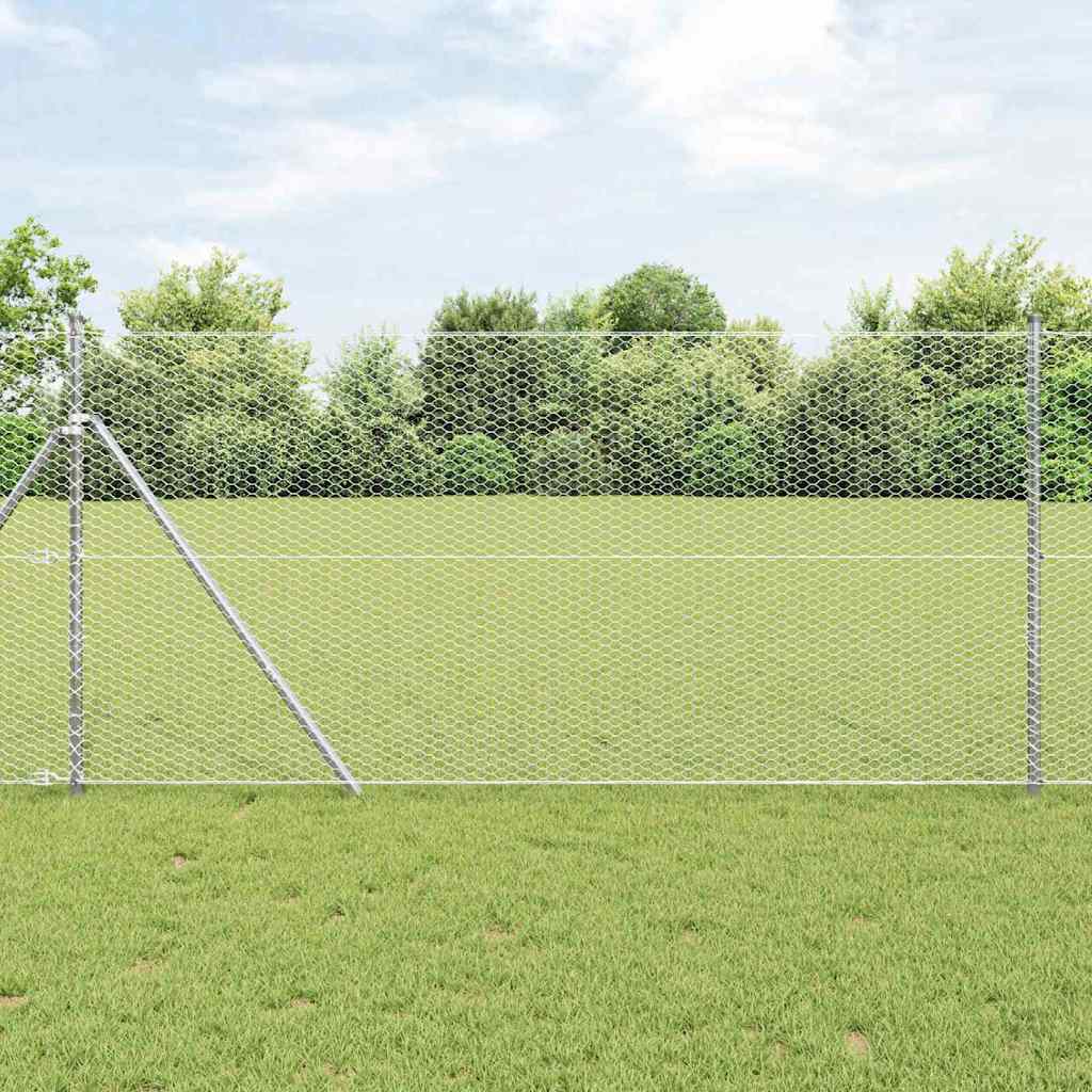 Vidaxl afrasteringspaal zilver 10 x 1,2 m (25 mm gaas) staal