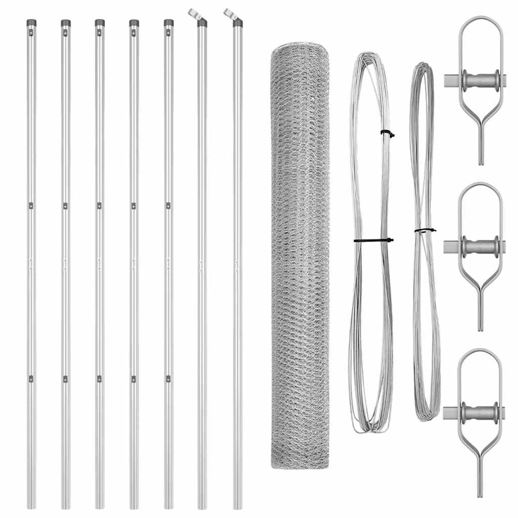 Vidaxl afrasteringspaal zilver 10 x 1,4 m (25 mm gaas) staal