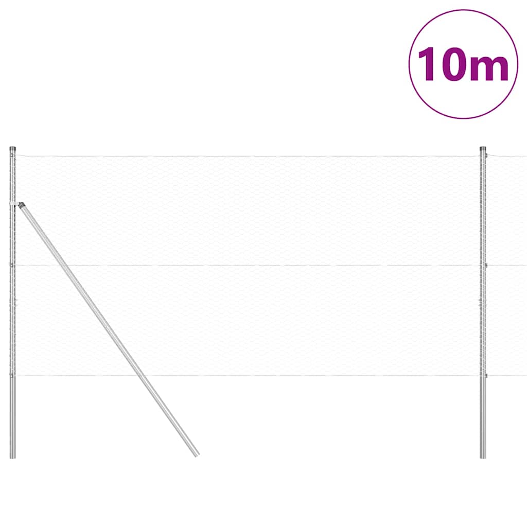 Vidaxl afrasteringspaal zilver 10 x 1,4 m (25 mm gaas) staal
