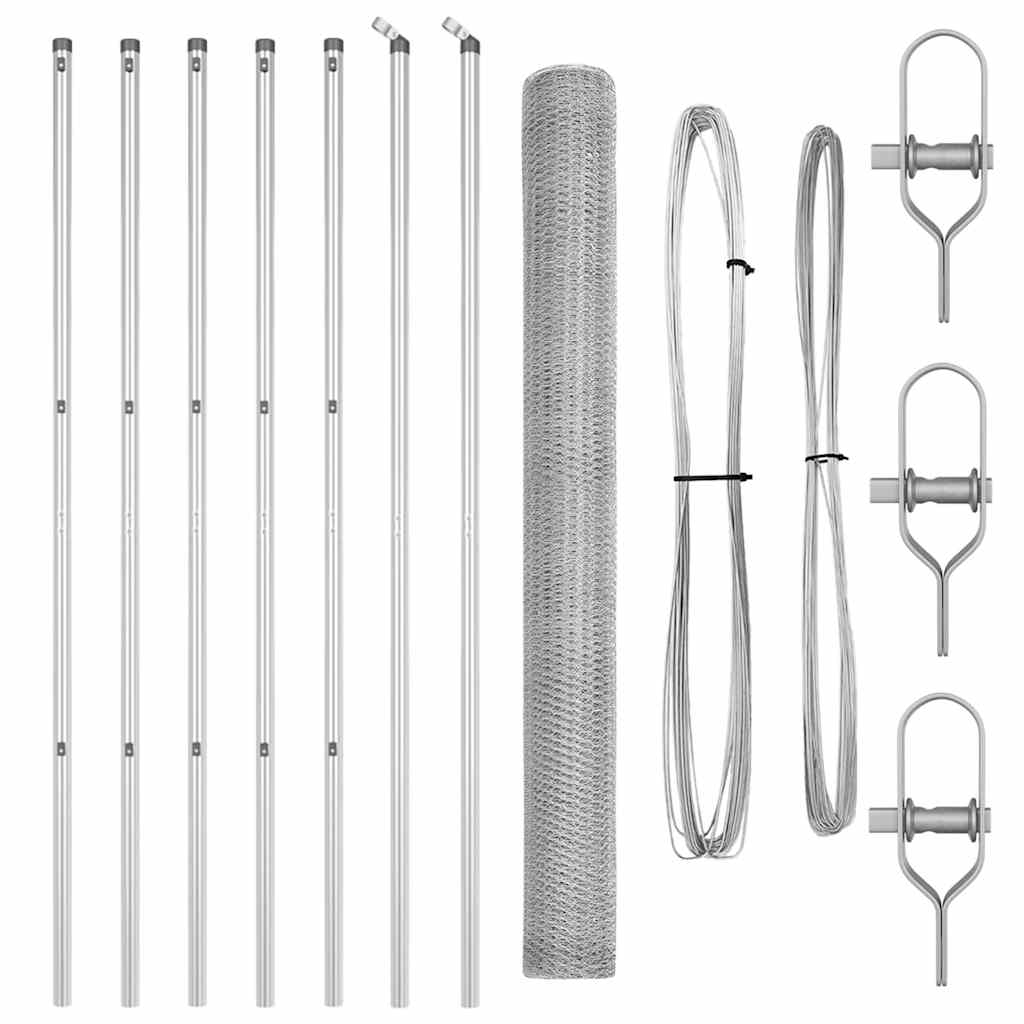Vidaxl afrasteringspaal zilver 10 x 1,6 m (25 mm gaas) staal