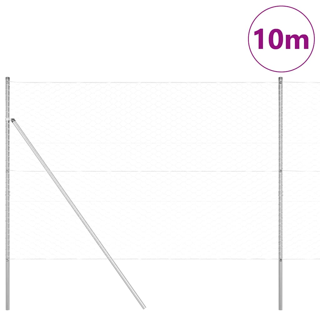 Vidaxl afrasteringspaal zilver 10 x 1,6 m (50 mm gaas) staal