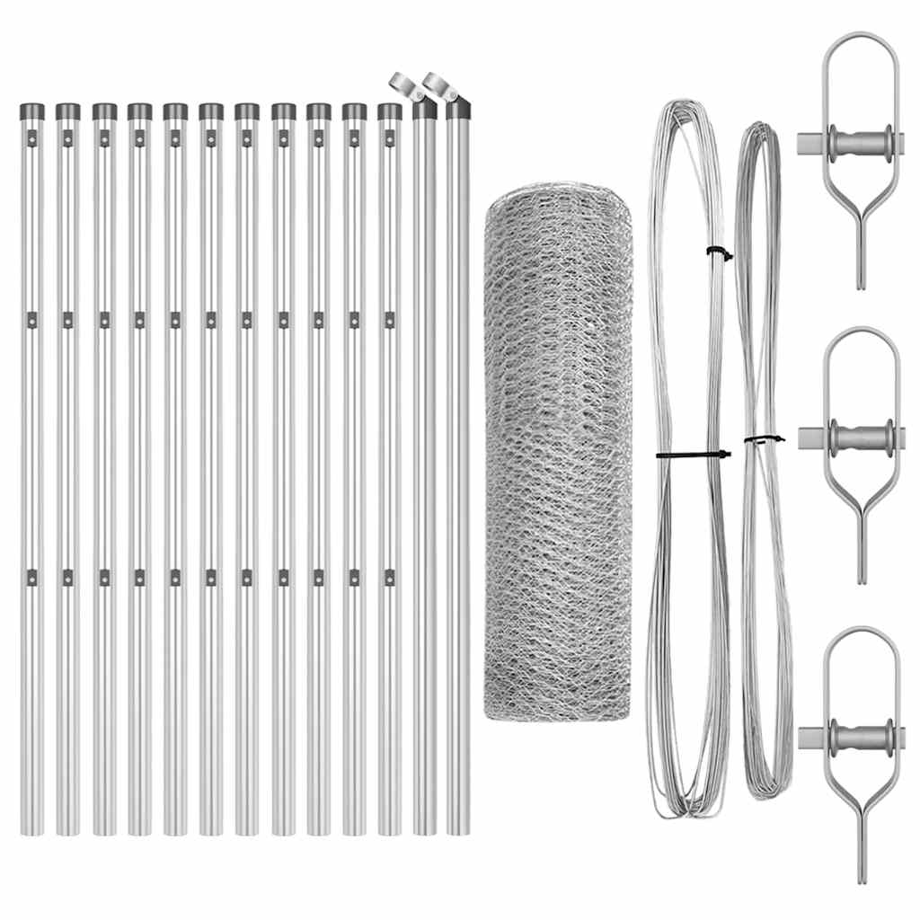 Vidaxl afrasteringspaal zilver 25 x 0,4 m (13 mm gaas) staal