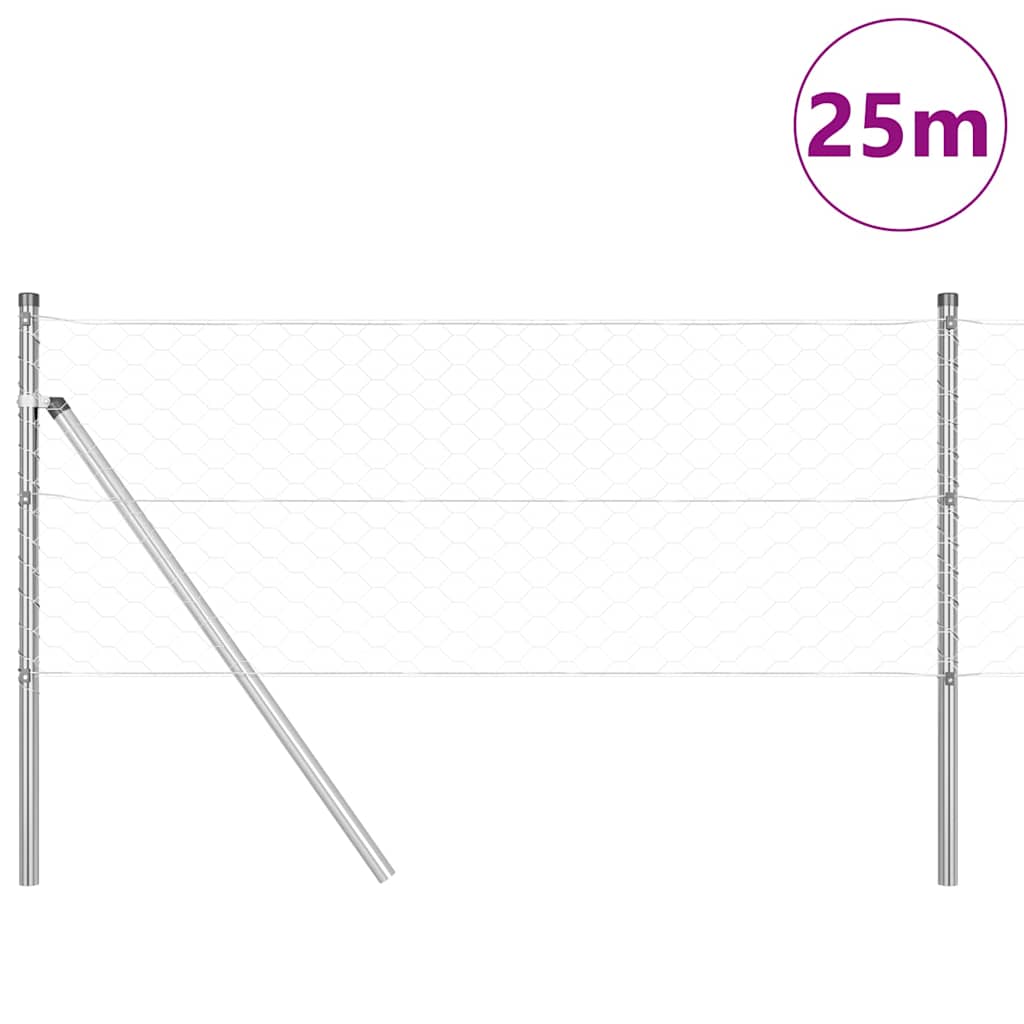 Vidaxl afrasteringspaal zilver 25 x 0,6 m (50 mm gaas) staal