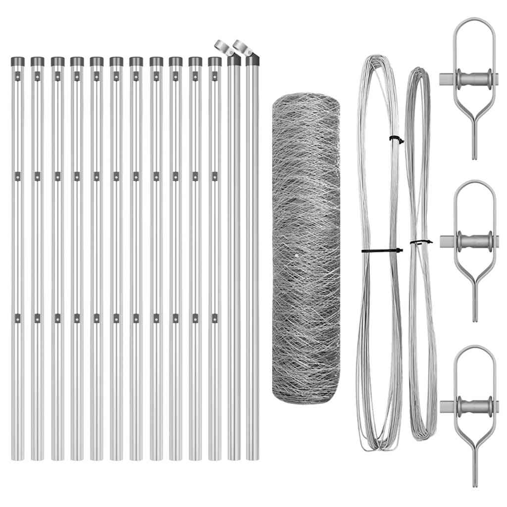 Vidaxl afrasteringspaal zilver 25 x 0,8 m (50 mm gaas) staal