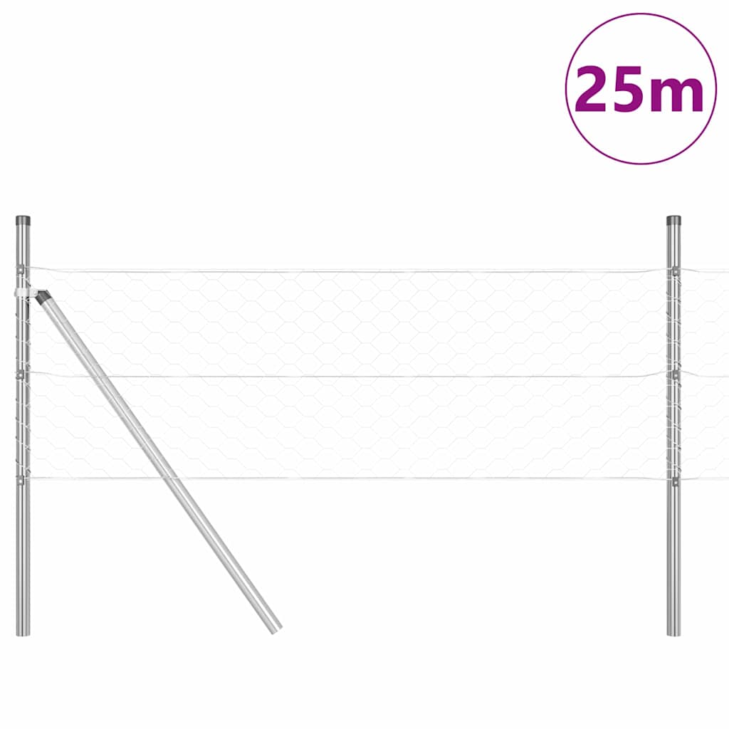 Vidaxl afrasteringspaal zilver 25 x 0,8 m (50 mm gaas) staal