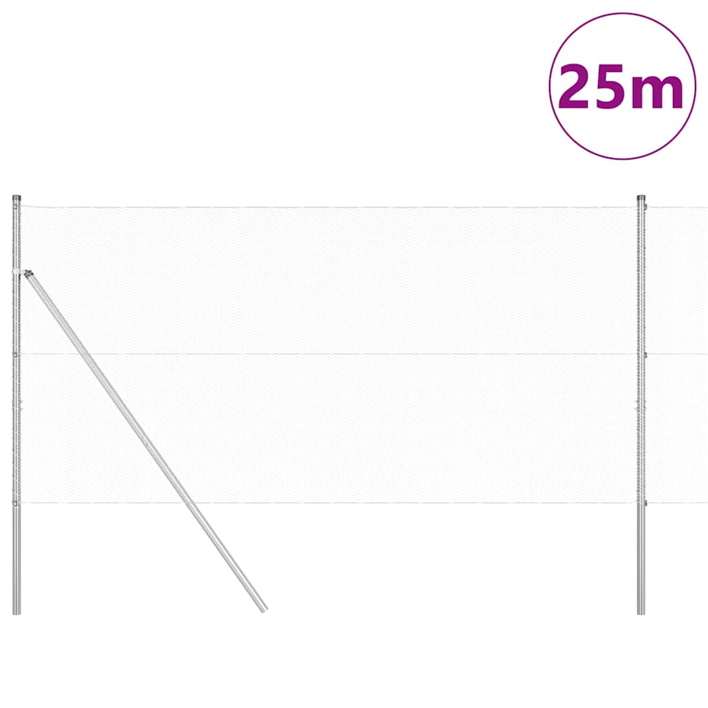 Vidaxl afrasteringspaal zilver 25 x 1 m (13 mm gaas) staal