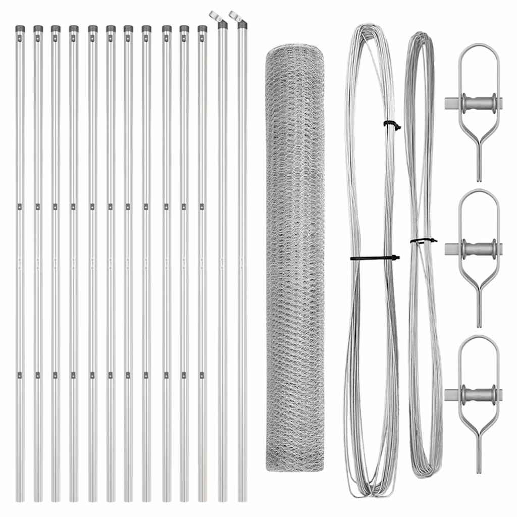 Vidaxl afrasteringspaal zilver 25 x 1,2 m (25 mm gaas) staal