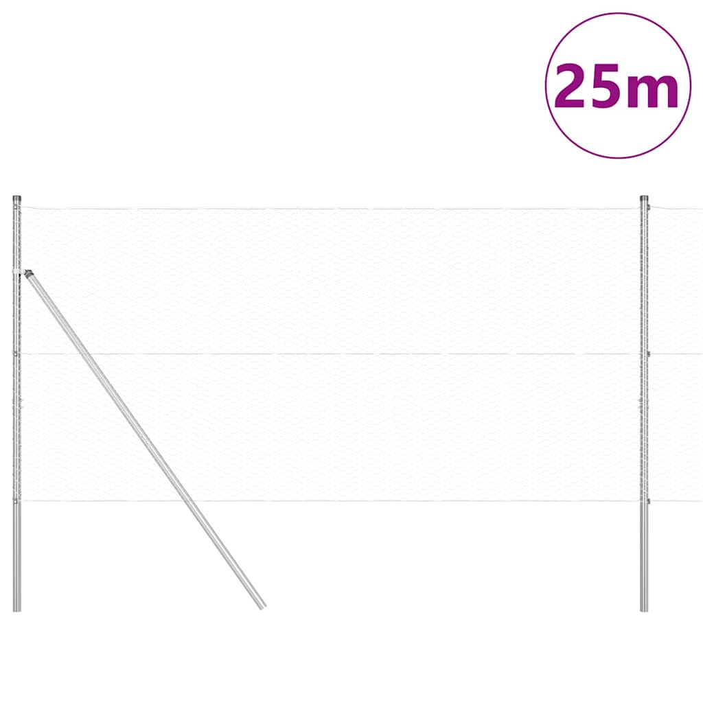 Vidaxl afrasteringspaal zilver 25 x 1,2 m (25 mm gaas) staal