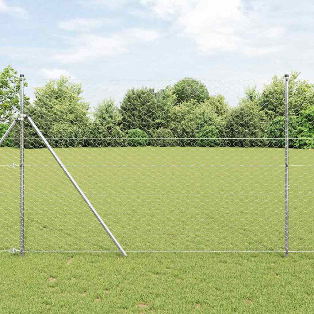 Vidaxl afrasteringspaal zilver 25 x 1,5 m (50 mm gaas) staal