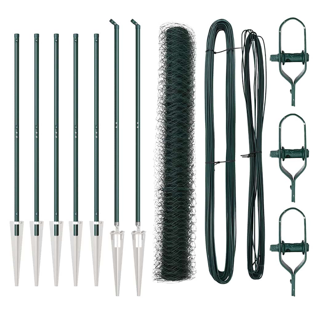 Vidaxl afrasteringspaal groen 10 x 1,2 m (36 mm gaas) staal en pvc
