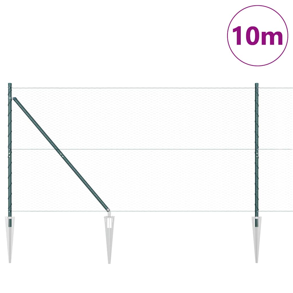 Vidaxl afrasteringspaal groen 10 x 1,4 m (25 mm gaas) staal en pvc