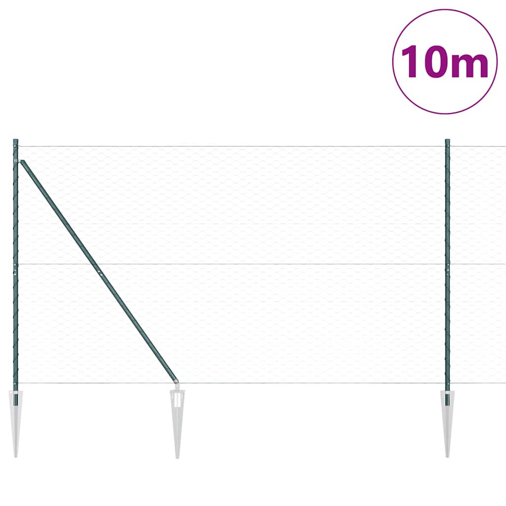 Vidaxl afrasteringspaal groen 10 x 1,5 m (50 mm gaas) staal en pvc