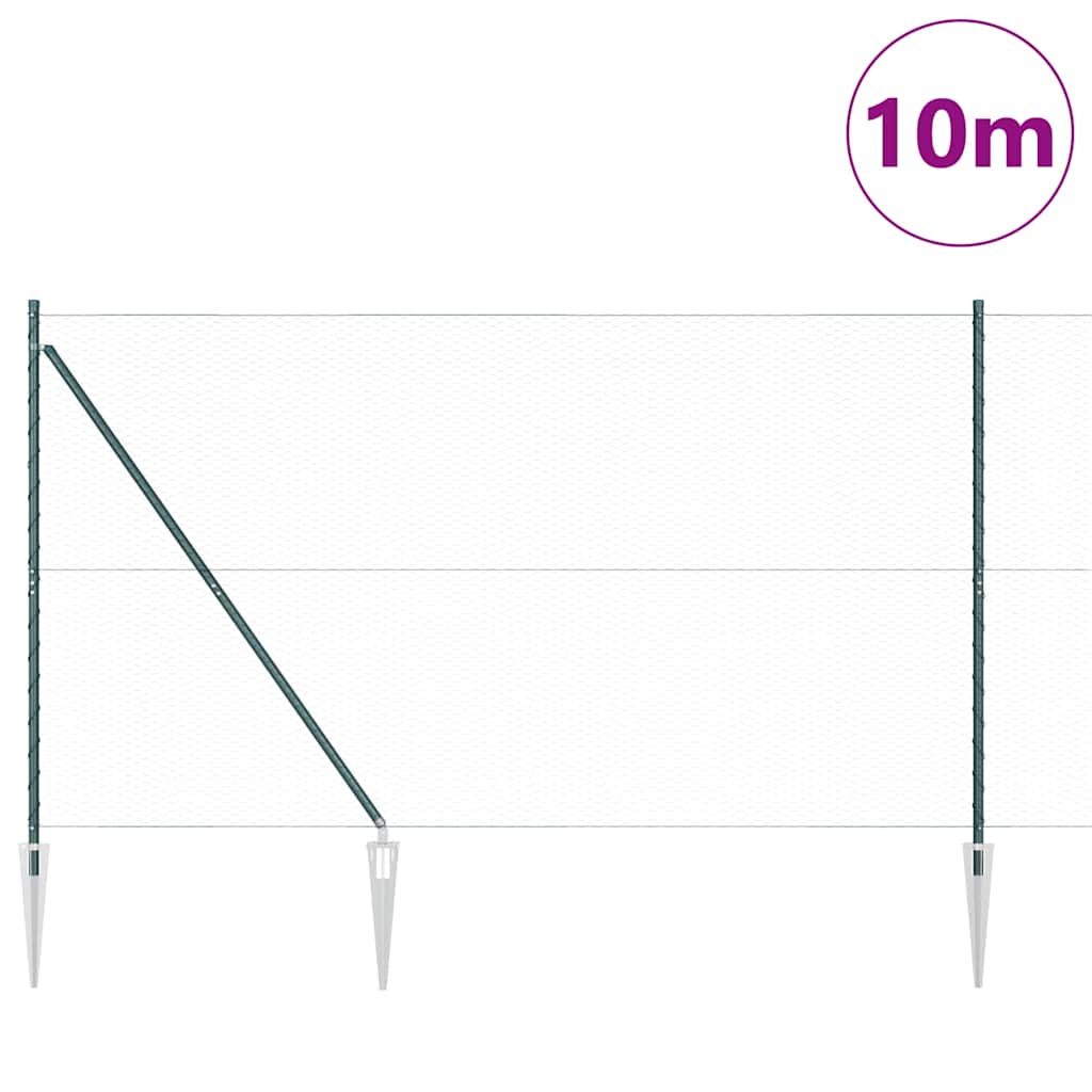 Vidaxl afrasteringspaal groen 10 x 1,6 m (25 mm gaas) staal en pvc