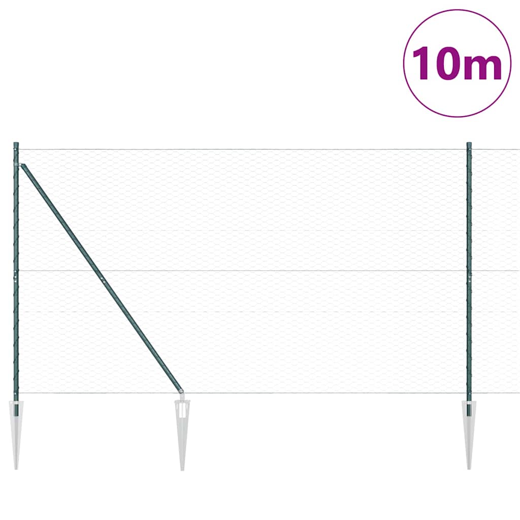 Vidaxl afrasteringspaal groen 10 x 1,6 m (36 mm gaas) staal en pvc