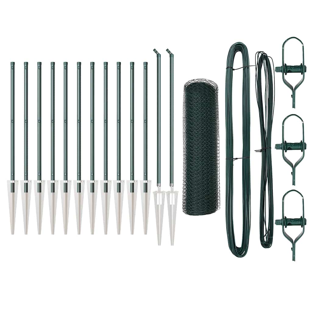 Vidaxl afrasteringspaal groen 25 x 0,5 m (13 mm gaas) staal