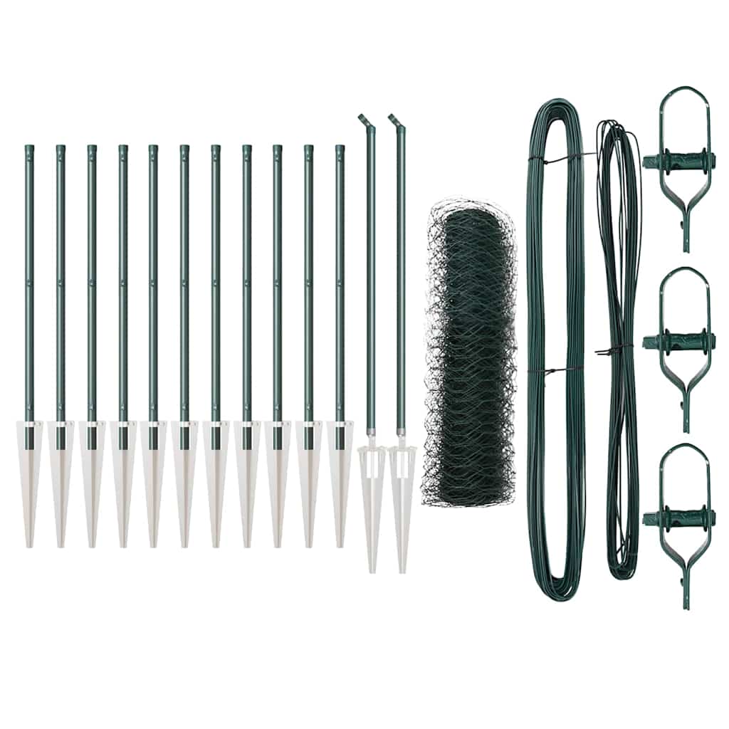Vidaxl afrasteringspaal groen 25 x 0,6 m (36 mm gaas) staal en pvc