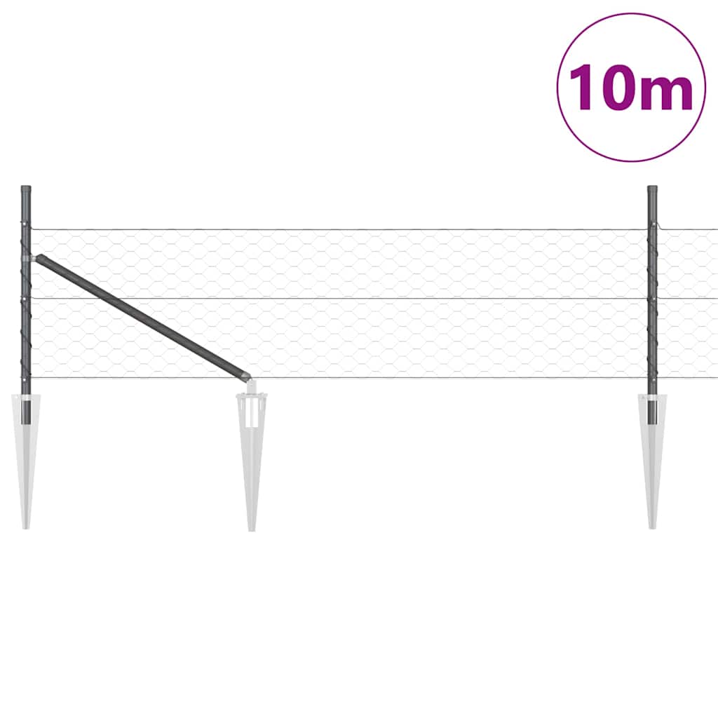 Vidaxl afrasteringspaal grijs 10 x 0,4 m (50 mm mesh) staal en pvc