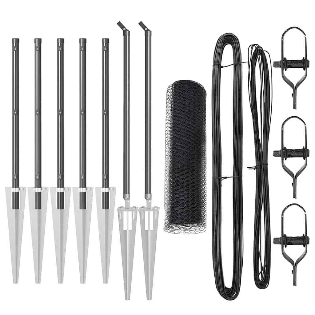 Vidaxl afrasteringspaal grijs 10 x 0,6 m (13 mm gaas) staal en pvc