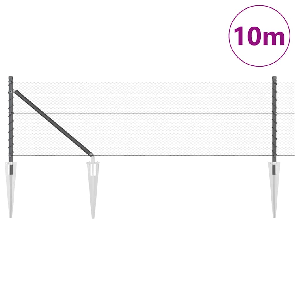 Vidaxl afrasteringspaal grijs 10 x 0,6 m (13 mm gaas) staal en pvc