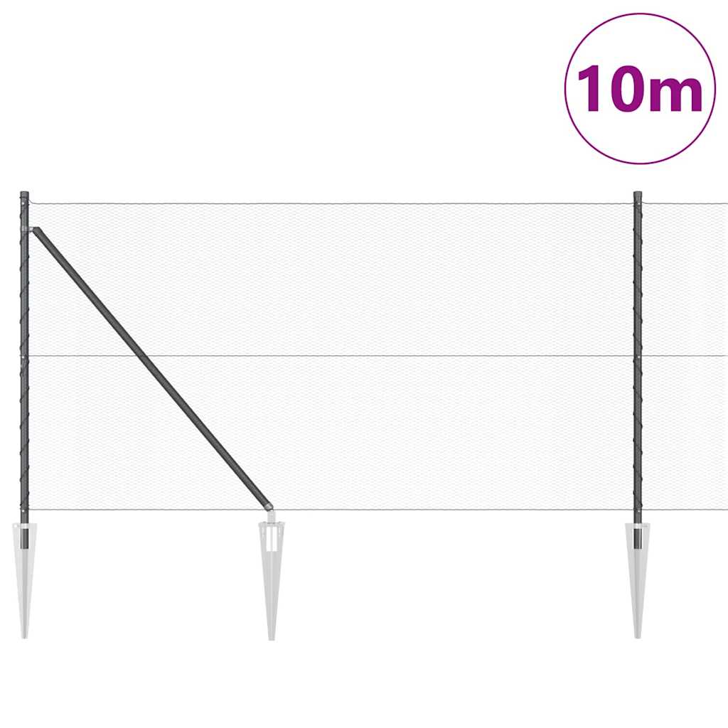 Vidaxl afrasteringspaal grijs 10 x 1 m (13 mm gaas) staal en pvc