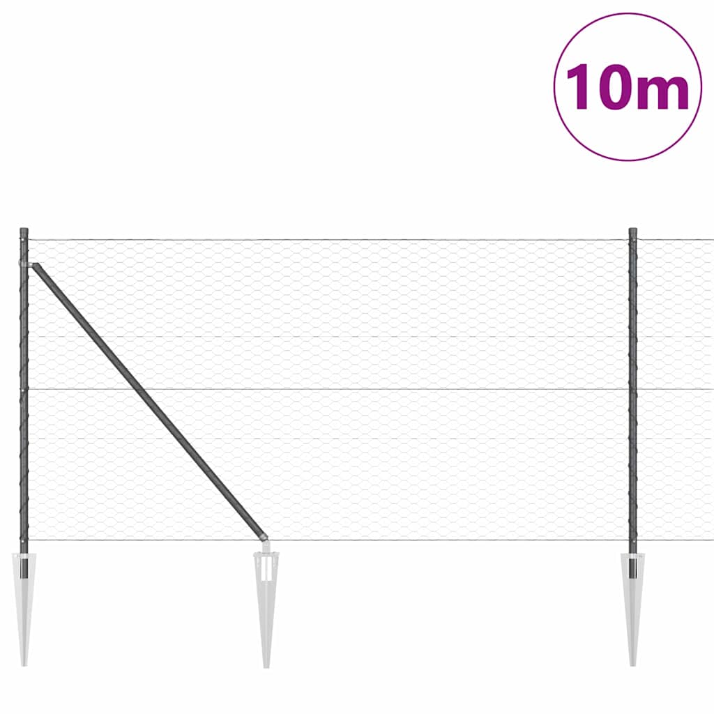 Vidaxl afrasteringspaal grijs 10 x 1 m (36 mm gaas) staal en pvc