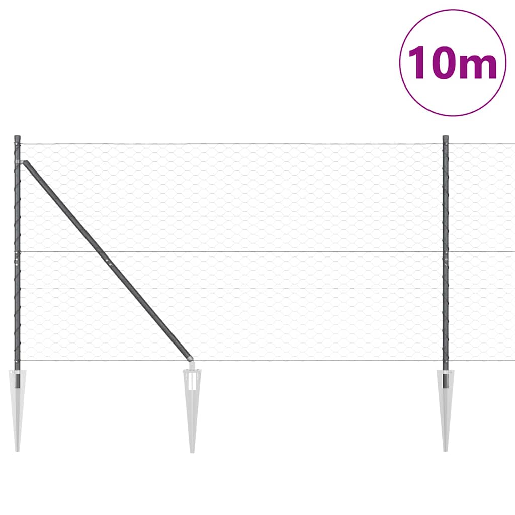 Vidaxl afrasteringspaal grijs 10 x 1,4 m (50 mm gaas) staal en pvc