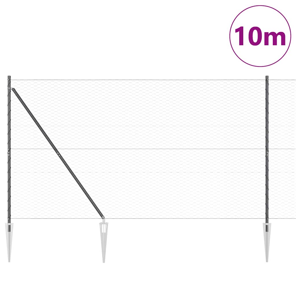 Vidaxl afrasteringspaal grijs 10 x 1,5 m (36 mm gaas) staal en pvc