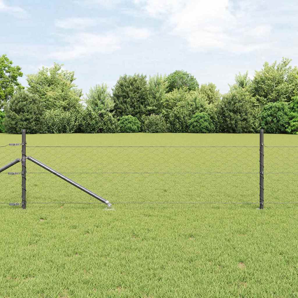 Vidaxl afrasteringspaal grijs 25 x 0,4 m (50 mm gaas) staal en pvc