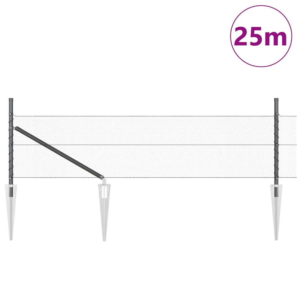 Vidaxl afrasteringspaal grijs 25 x 0,8 m (13 mm gaas) staal en pvc