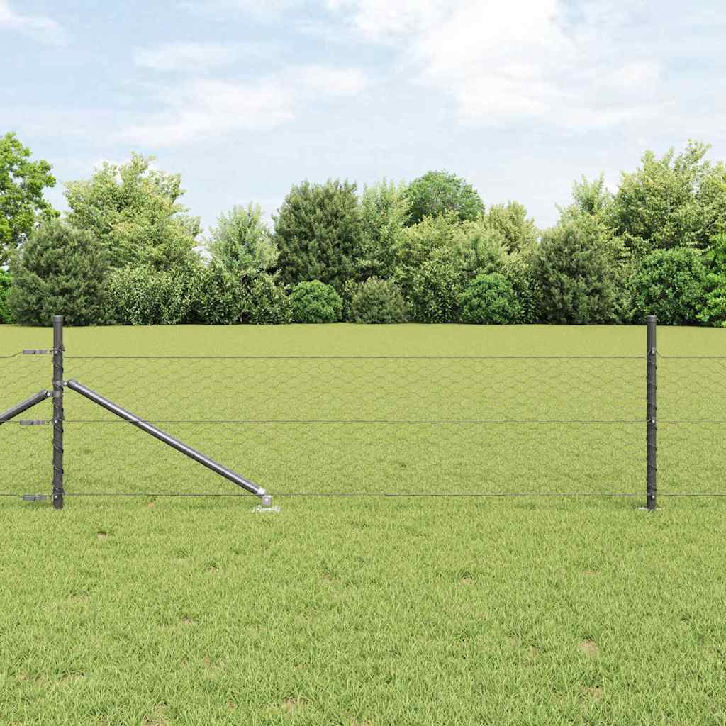 Vidaxl afrasteringspaal grijs 25 x 0,8 m (36 mm gaas) staal en pvc