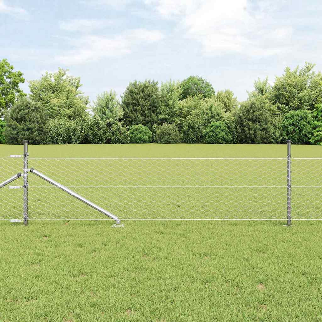 Vidaxl afrasteringspaal zilver 10 x 0,5 m (36 mm gaas) staal