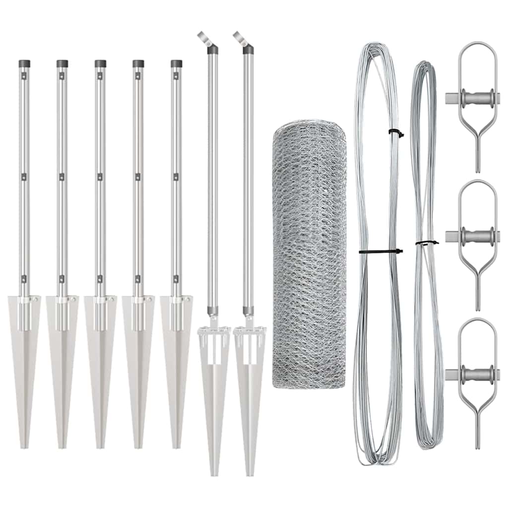 Vidaxl afrasteringspaal zilver 10 x 0,6 m (25 mm gaas) staal
