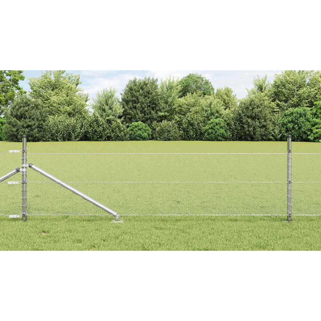 Vidaxl afrasteringspaal zilver 10 x 0,8 m (13 mm gaas) staal