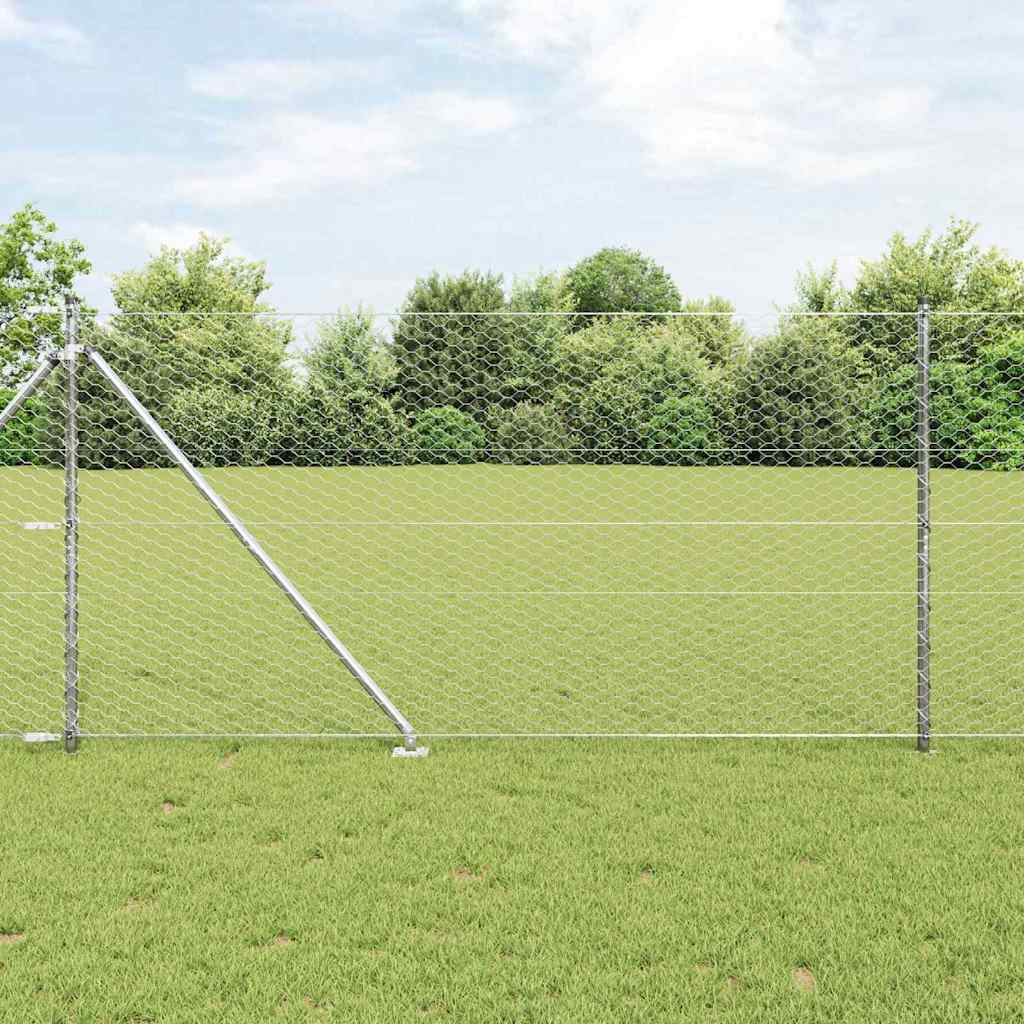 Vidaxl afrasteringspaal zilver 10 x 1,2 m (36 mm gaas) staal