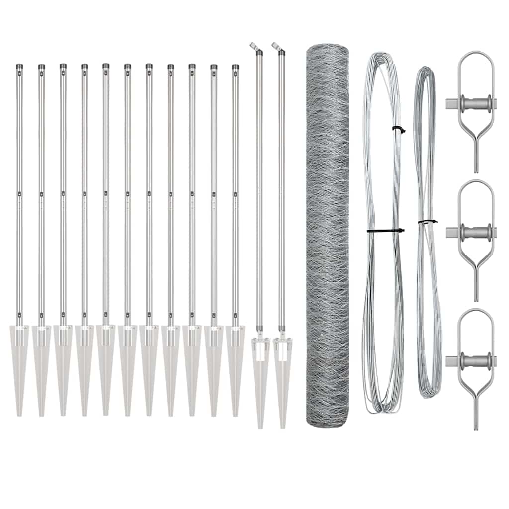Vidaxl afrasteringspaal zilver 10 x 1,2 m (36 mm gaas) staal