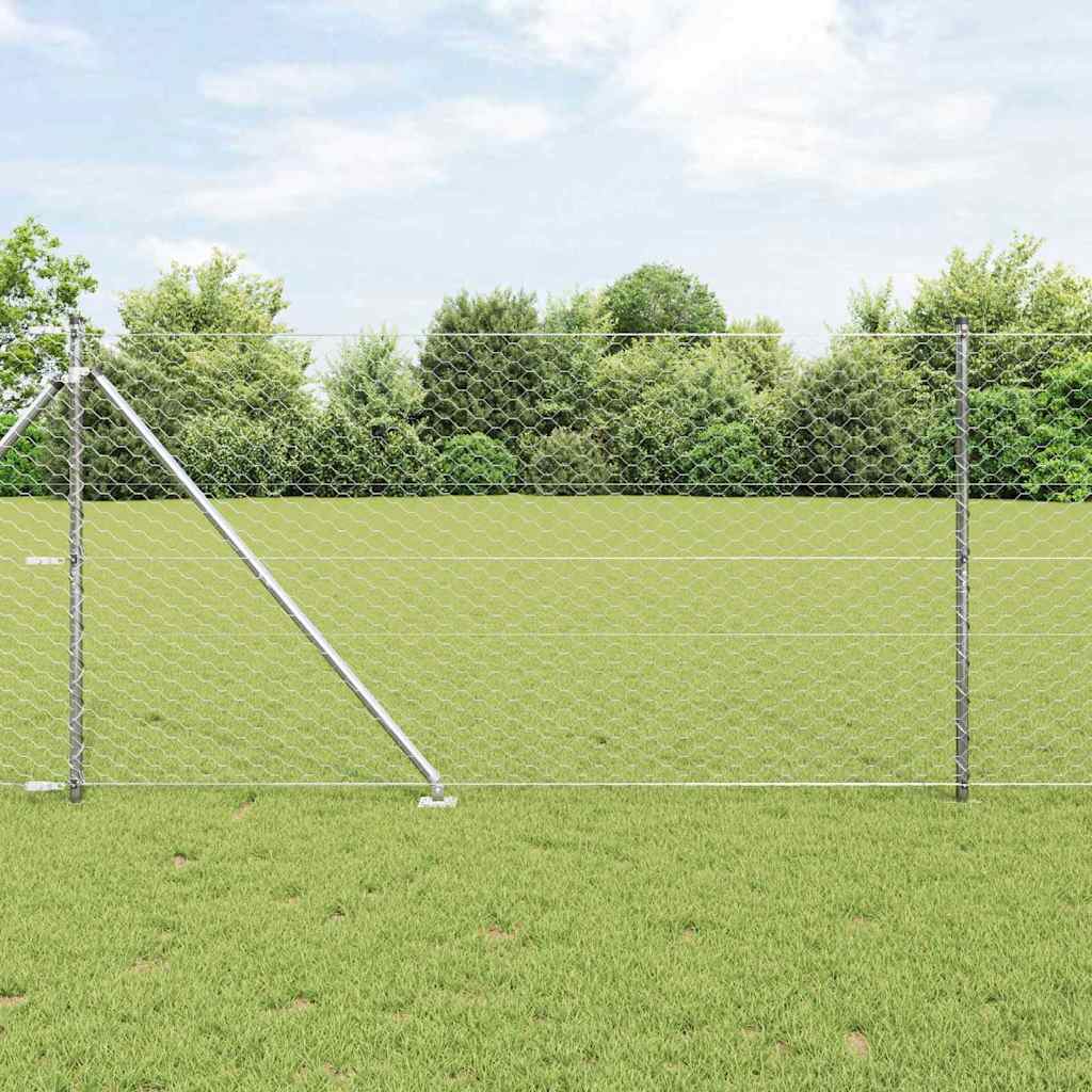 Vidaxl afrasteringspaal zilver 10 x 1,4 m (50 mm gaas) staal