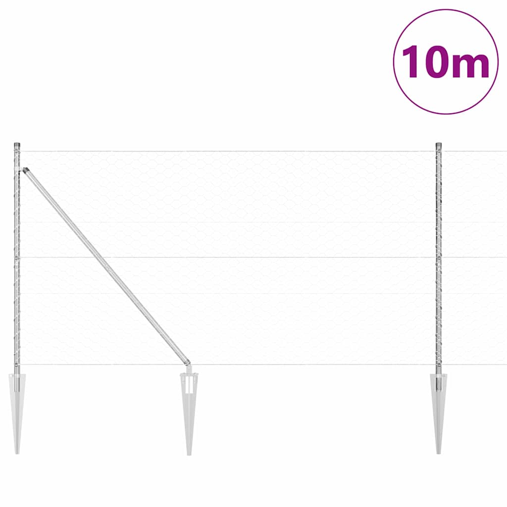 Vidaxl afrasteringspaal zilver 10 x 1,4 m (50 mm gaas) staal