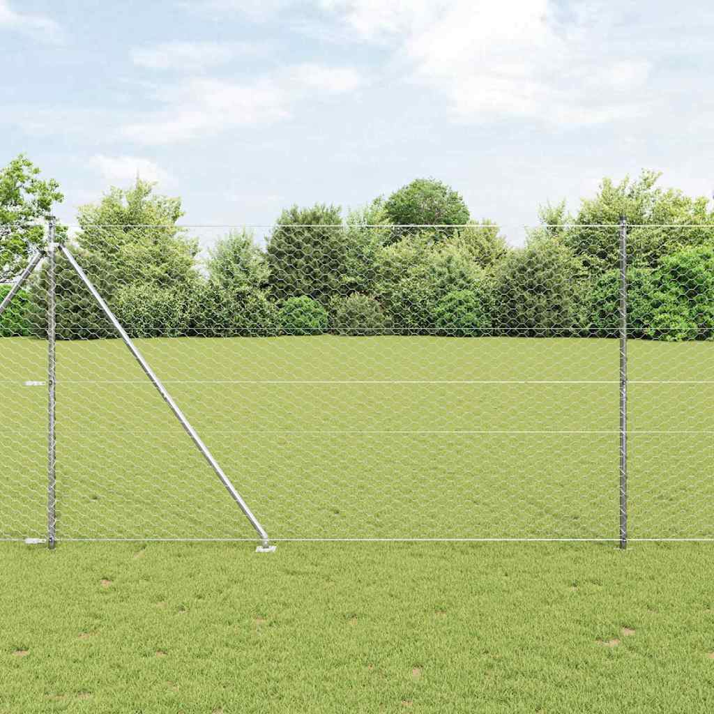 Vidaxl afrasteringspaal zilver 10 x 1,5 m (50 mm gaas) staal