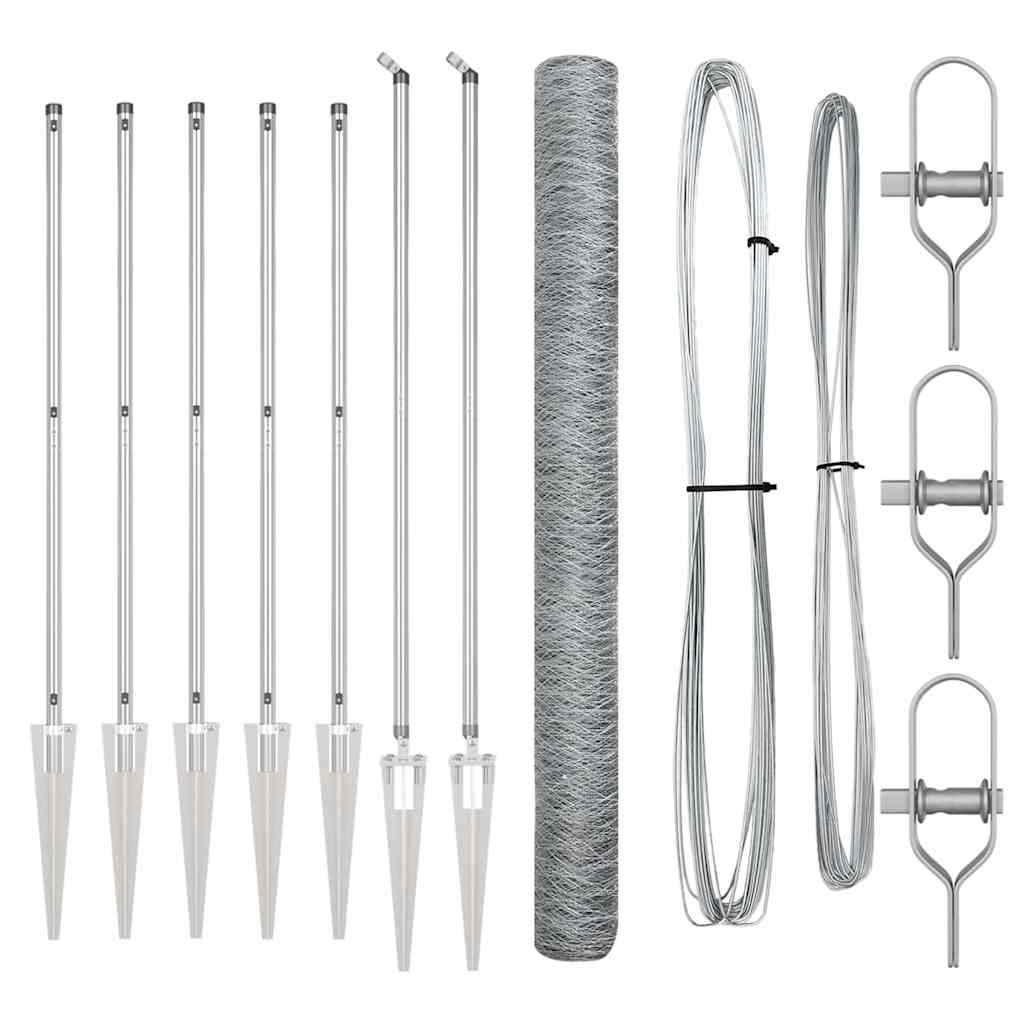 Vidaxl afrasteringspaal zilver 10 x 1,6 m (36 mm gaas) staal