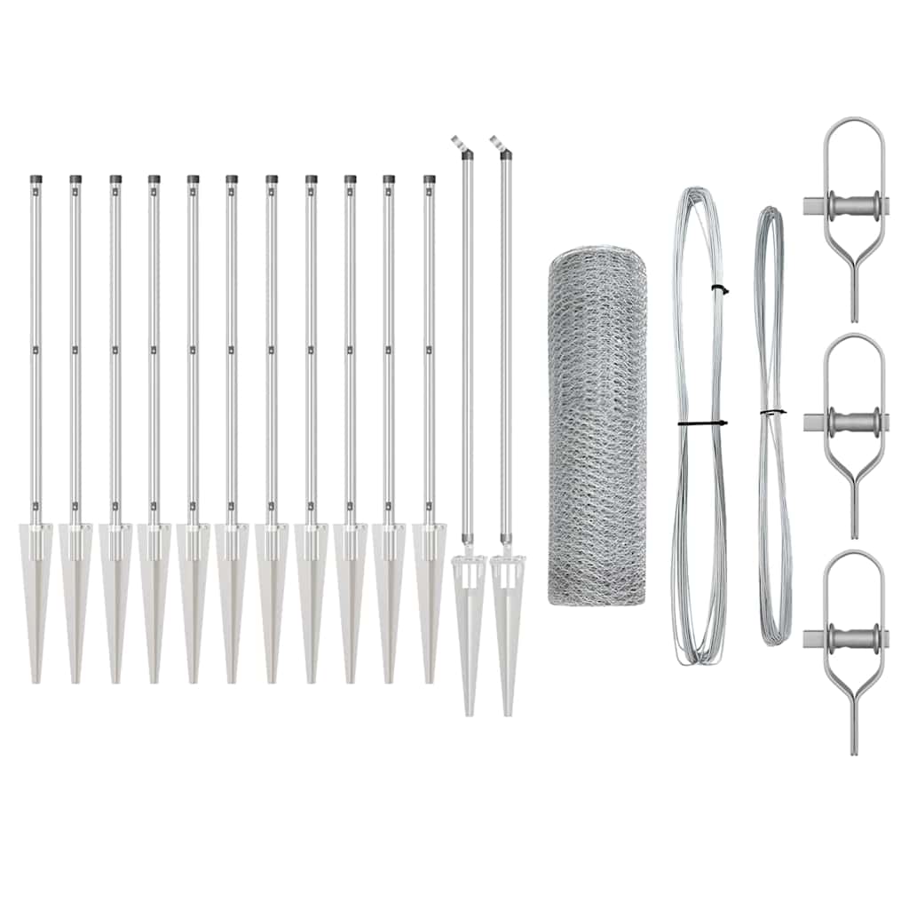 Vidaxl afrasteringspaal zilver 25 x 0,4 m (25 mm gaas) staal